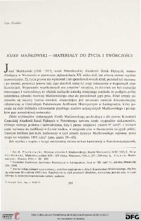 17: Józef Mańkowski : Materiały do życia i twórczości