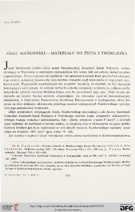 17: Józef Mańkowski : Materiały do życia i twórczości