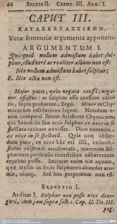 CAPUT III. [.............], Verae sententiae argumenta apponens.