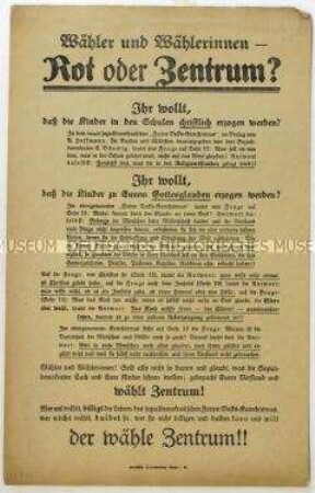 Aufruf der Zentrumspartei zur Wahl der Nationalversammlung 1919