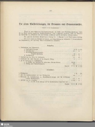 Die alten Wasserleitungen, die Brunnen und Brunnenwässer
