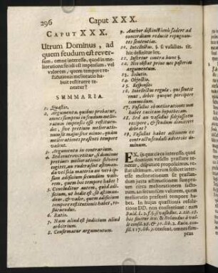 296-302, Caput XXX. Utrum Dominus, ad quem feudum est reversum, omne interesse...