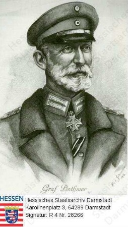 Bothmer, Felix Graf v. (1852-1937) / Porträt in Uniform, linksgewandtes u. -blickendes Brustbild