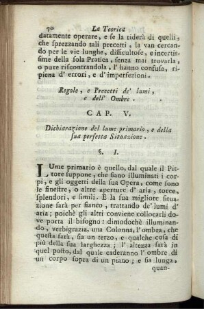 Cap. V. Dichiarazione del lume primario, e della sua perfetta Situazione.