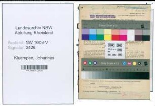 Entnazifizierung Johannes Kluempen , geb. 22.01.1903 (Landwirt)