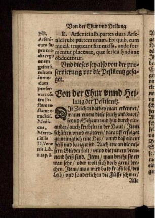 Von der Chur unnd Heilung der Pestilentz