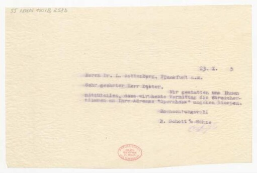 Brief an Ludwig Rottenberg : 23.10.1915
