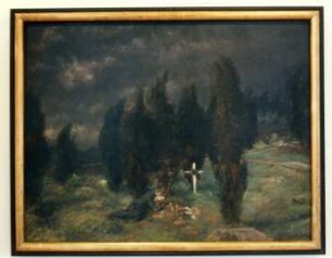 Gemälde 'Trauernde auf einem Friedhof' (August Künicke)