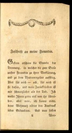 Zuschrift an meine Freundin