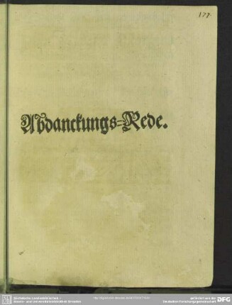Abdankung : Abdanckungs-Rede