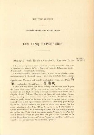 Chapitre premier - Première annales principales - Les Cinq empereurs