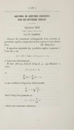Solution de questions proposées dans les nouvelles annales.