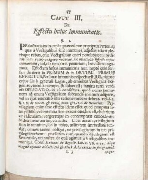 Caput III. De Effectu huius Immunitatis.