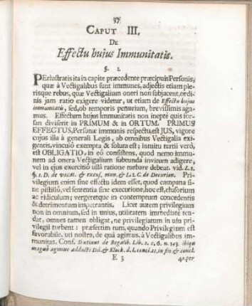 Caput III. De Effectu huius Immunitatis.