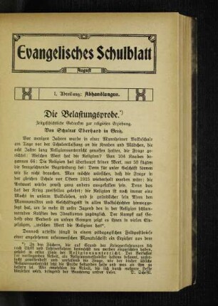 ¬Die¬ Belastungsprobe : zeitgeschichtliche Gedanken zur religiösen Erziehung