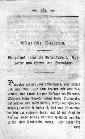 Asiatische Nationen. Bengalens natuerliche Beschaffenheit. Charakter und Sitten der Einwohner