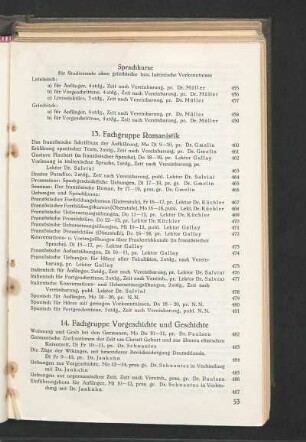 13. Fachgruppe Romanistik