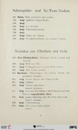Schauspieler- und No-Tanz-Masken (Nr. 241-248)