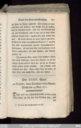 Der XXXIV. Brief an Dieselbe, Livry Dienstags in der Marter-Woche den 24 Merz 1671.