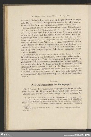 I. Kapitel, Anwendungsgebiete der Photographie