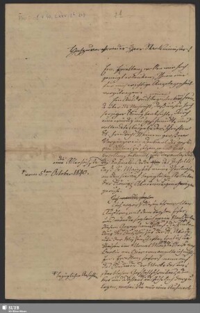 2b(1): Briefentwurf Schlegels an Fr. Eichhorn; dat. Bonn, 21.02.1843.