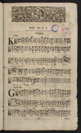 1-14, Missa Ima in C. Canto. - Missa II.