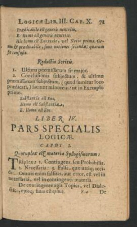 Caput I. Quotuplex est materia Syllogismorum.