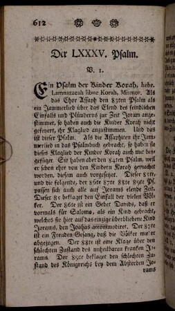 Der LXXXV. Psalm.