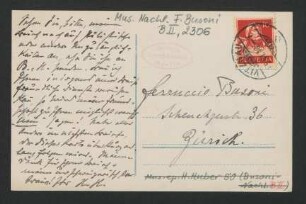Ansichtskarte an Ferruccio Busoni : 05.06.1918