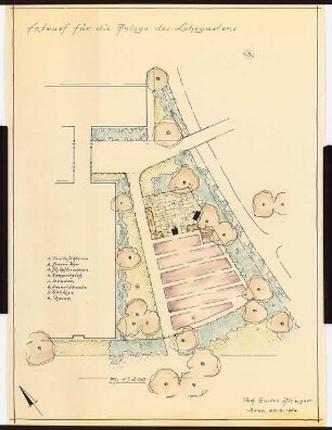 Garten- und Freianlagen der Realschule, Grevenbroich: Anlage des Lehrgartens: Grundriss 1:200