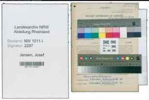 Entnazifizierung Josef Jansen , geb. 07.11.1909 (Postfacharbeiter)