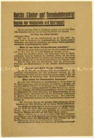 Aufruf der KPD an Beamte zur Reichstagswahl 1930