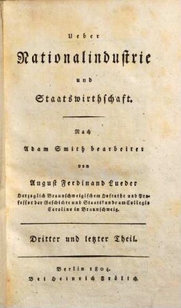 Ueber Nationalindustrie und Staatswirthschaft, 3