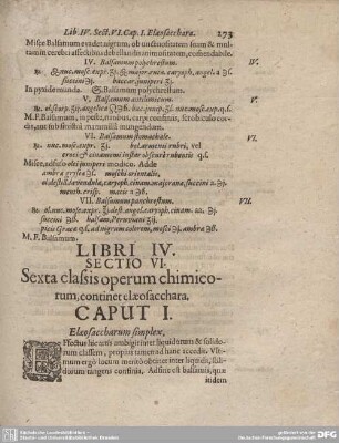 SECTIO VI. CAPUT I - VIII