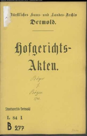Böger, Hermann Christoph in Horn gegen Jobst Henrich Böger in Horn