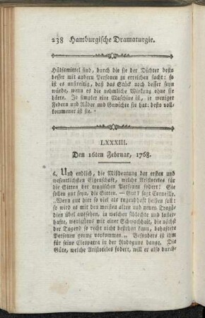 LXXXIII. Den 16ten Februar, 1768