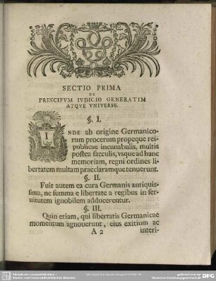 Sectio Prima De Principum Iudicio Generatim Atque Universe
