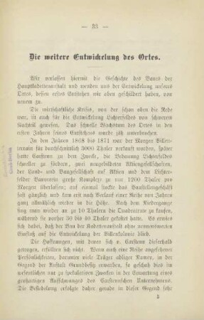 Die weitere Entwickelung des Ortes