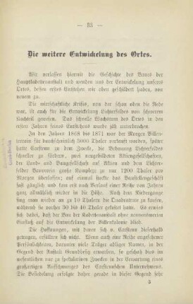 Die weitere Entwickelung des Ortes