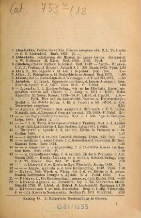 Katalog ... : J. Ricker'sche Buchhandlung in Gießen. [Sp. auch m. versch. Tit.] [Umschlagt.], 18