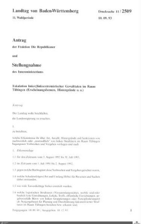 Antrag der Republikaner: Eskalation linker Gewalttaten