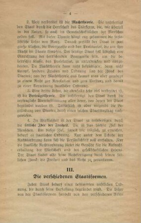 III. Die verschiedenen Staatsformen