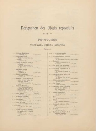 Désignation des objets reproduits