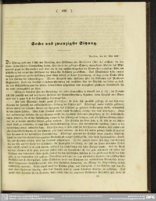 Sechs und zwanzigste Sitzung