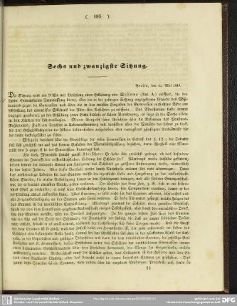 Sechs und zwanzigste Sitzung