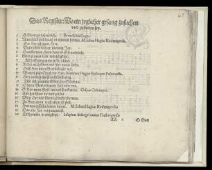 Das Register: Wo ein jeglicher Gesang zusuchen und zufinden sey.