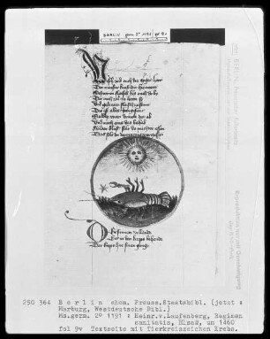 Heinrich von Laufenberg, Regimen sanitatis, deutsch — Krebs, Folio 9verso