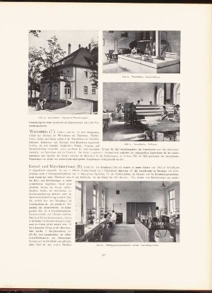 Rudolf Virchow-Krankenhaus, Berlin: Ansicht, Innenansichten Waschküche, Innenansicht Anatomisches Institut (aus: Neubauten der Stadt Berlin, Bd. VI, 1907)