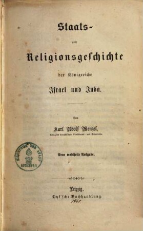 Staats- und Religionsgeschichte der Königreiche Israel und Juda