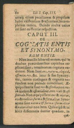 Caput III. De Cognatis Entis Et Synonymorum Entis.
